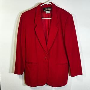 Casablanca 100% Pure Wool Blazer Vintage Red One Button Career Blazer Size 10